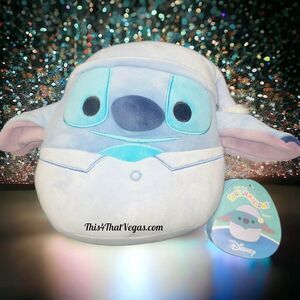 Squishmallow Stitch wearing pajamas white PJ Disney 9"